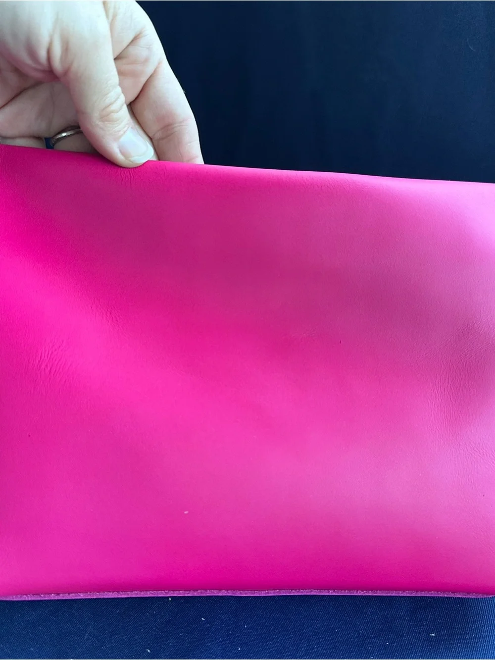 Portland Leather Hot Pink Zip XL Cosmetic Pouch - Picture 4 of 5